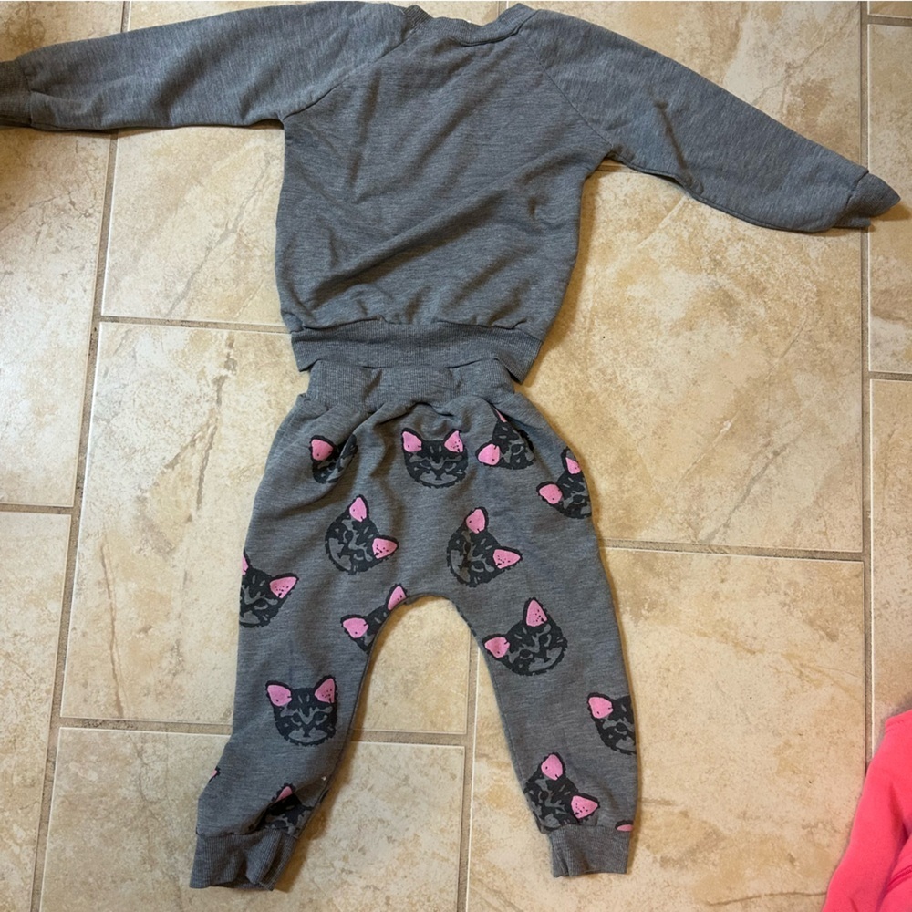 Toddler Girls Cat Sweatshirt Set - Picture 2 of 2